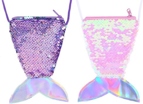 2 Pack Kids Purses Girls Coin Purses, Small Shining Mermaid Purses for Girls, Little Girls Purse Toddler Purse for Girls (Pink & Purple) in Saudi Arabia