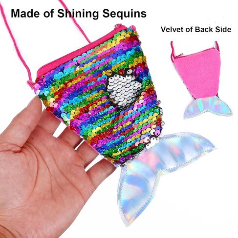 2 Pack Kids Purses Girls Coin Purses, Small Shining Mermaid Purses for Girls, Little Girls Purse Toddler Purse for Girls (Pink & Purple) in Saudi Arabia
