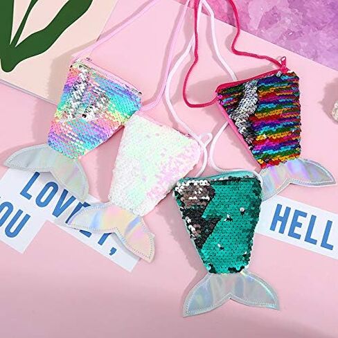 2 Pack Kids Purses Girls Coin Purses, Small Shining Mermaid Purses for Girls, Little Girls Purse Toddler Purse for Girls (Pink & Purple) in Saudi Arabia