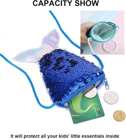 2 Pack Kids Purses Girls Coin Purses, Small Shining Mermaid Purses for Girls, Little Girls Purse Toddler Purse for Girls (Pink & Purple) in Saudi Arabia