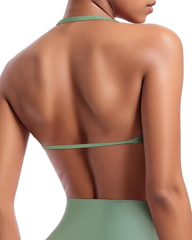 OMKAGI Halter Sports Bras for Women Padded Strappy Bra Open Back Workout Gym Crop in Saudi Arabia