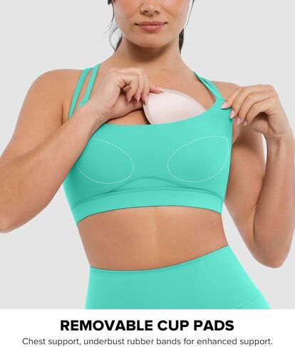 BRXL Ultra Soft Sports Bras for Women Thin Strap Crisscross Back Bated Bra مع أكواب قابلة للإزالة in Kuwait