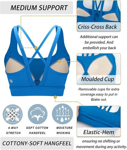RUNNING GIRL Sports Bras for Women High Support, High Impact Strappy Sports Bra Moulded Cup Workout Bra in Saudi Arabia