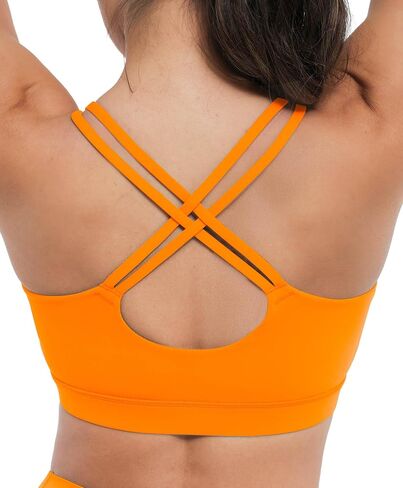 BRXL Ultra Soft Sports Bras for Women Thin Strap Crisscross Back Bated Bra مع أكواب قابلة للإزالة in Kuwait