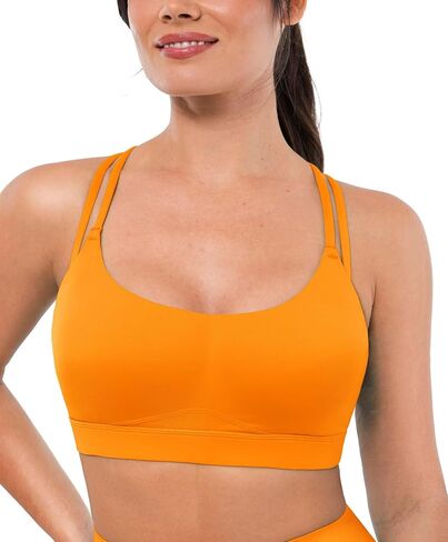 BRXL Ultra Soft Sports Bras for Women Thin Strap Crisscross Back Bated Bra مع أكواب قابلة للإزالة in Kuwait