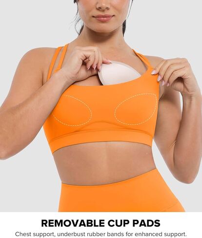 BRXL Ultra Soft Sports Bras for Women Thin Strap Crisscross Back Bated Bra مع أكواب قابلة للإزالة in Kuwait
