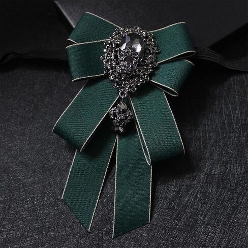 Rhinestone Retro British Style Pre-tied Adjustable Bow Tie Brooch for Women and Men Uniform Necktie Bownot Fabric Ribbon Bow Tie in Saudi Arabia