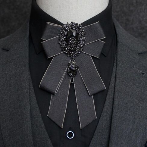Rhinestone Retro British Style Pre-tied Adjustable Bow Tie Brooch for Women and Men Uniform Necktie Bownot Fabric Ribbon Bow Tie in Saudi Arabia