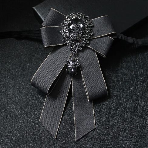 Rhinestone Retro British Style Pre-tied Adjustable Bow Tie Brooch for Women and Men Uniform Necktie Bownot Fabric Ribbon Bow Tie in Saudi Arabia