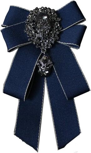 Rhinestone Retro British Style Pre-tied Adjustable Bow Tie Brooch for Women and Men Uniform Necktie Bownot Fabric Ribbon Bow Tie in Saudi Arabia
