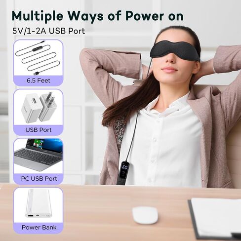 Umisleep Heated Eye Mask With USB Electric Heating Pad, Storage Bag - Soothing Warm Compress for Dry Eyes, Stye, Migraine - 3 Heat & 4 Timing Settings in Saudi Arabia