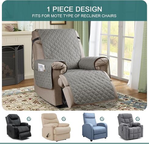100% Waterproof Recliner Chair Cover Non-Slip Reclining Cover for Recliner Chair Washable Chair Seat Cover with Elastic Straps for Kids, Dogs, Pets (Sage Green, 23'') in Saudi Arabia