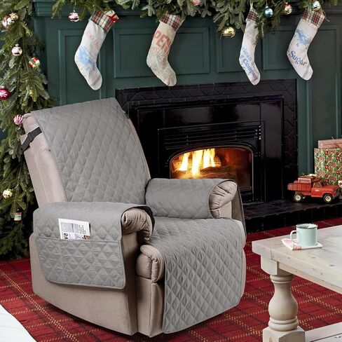 100% Waterproof Recliner Chair Cover Non-Slip Reclining Cover for Recliner Chair Washable Chair Seat Cover with Elastic Straps for Kids, Dogs, Pets (Sage Green, 23'') in Saudi Arabia