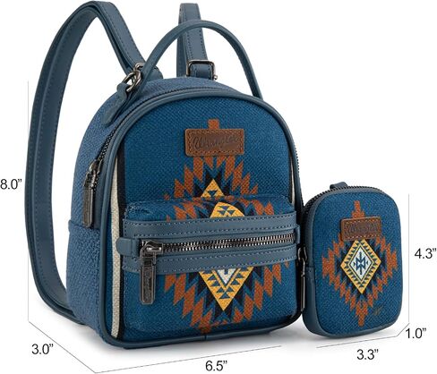 Montana West X Wrangler Mini Backpack Aztec Back Pack Pack for Women WG174-8601BK in Saudi Arabia