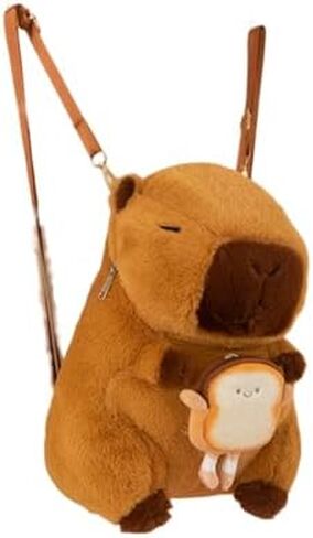 Capybara Bow Bowknot Orange Flower Lollipop Cute Plush Backpack Kawaii Cartoon Design for Women Ita Bag (Pink bow) in Saudi Arabia