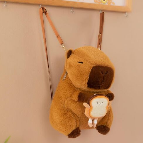 Capybara Bow Bowknot Orange Flower Lollipop Cute Plush Backpack Kawaii Cartoon Design for Women Ita Bag (Pink bow) in Saudi Arabia