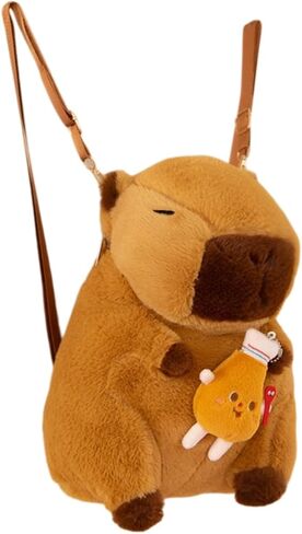 Capybara Bow Bowknot Orange Flower Lollipop Cute Plush Backpack Kawaii Cartoon Design for Women Ita Bag (Pink bow) in Saudi Arabia