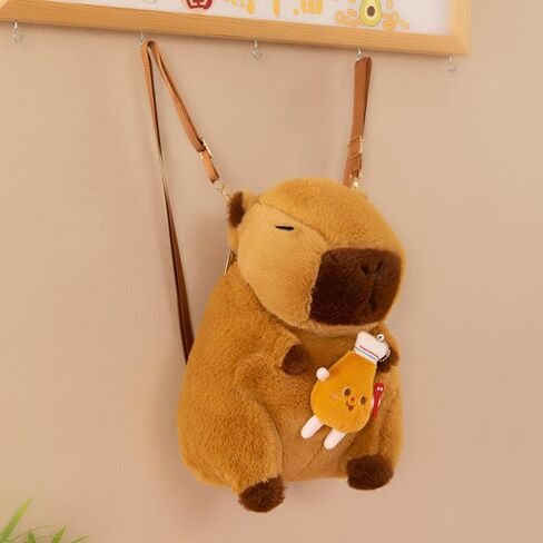 Capybara Bow Bowknot Orange Flower Lollipop Cute Plush Backpack Kawaii Cartoon Design for Women Ita Bag (Pink bow) in Saudi Arabia