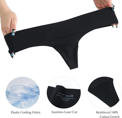 WANDER Seamless Thongs for Women Comfortable No Show Thong Invisible V-waisted Breathable Stretch Panties Underwear 3 Pack in Kuwait