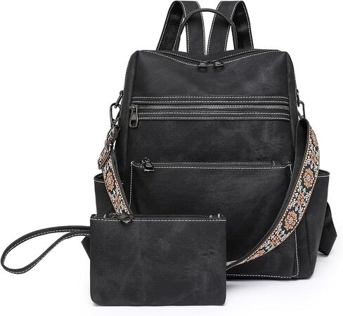 Backpack Purse for Women, PU Leather Backpack Purse, Waterproof Anti-Theft Women Back pack, Fashion Multi-Pocket Travel Backpack Shoulder Bag Handbag With Clutch, Brown in Kuwait