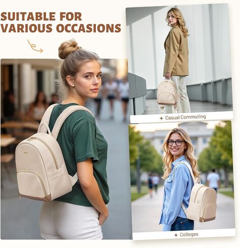 Small Backpack for Women Waterproof Stylish Mini Backpack Daypack Purses Cute Bookbag for Casual College Travel Daily,fit 10.9Inch iPad,Beige in Saudi Arabia