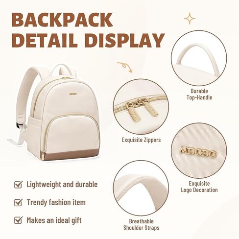 Small Backpack for Women Waterproof Stylish Mini Backpack Daypack Purses Cute Bookbag for Casual College Travel Daily,fit 10.9Inch iPad,Beige in Saudi Arabia