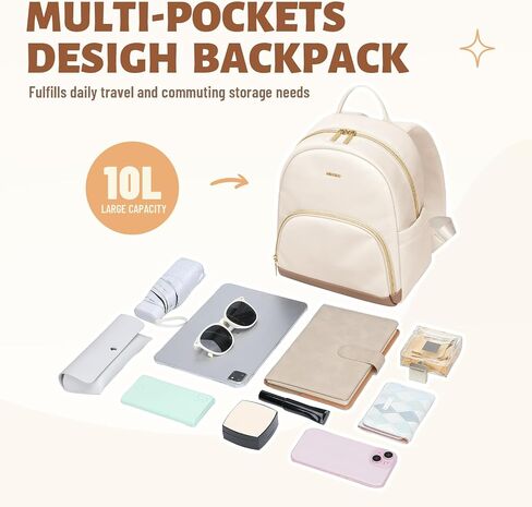 Small Backpack for Women Waterproof Stylish Mini Backpack Daypack Purses Cute Bookbag for Casual College Travel Daily,fit 10.9Inch iPad,Beige in Saudi Arabia