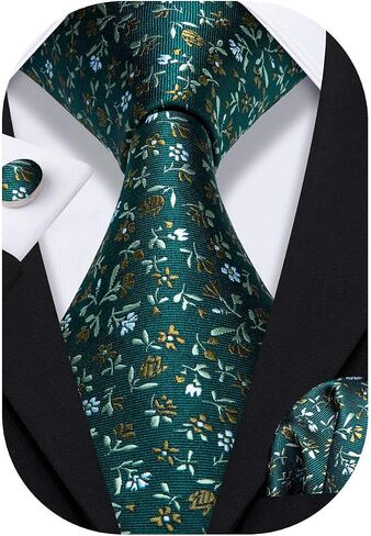 Barry.Wang Ties for Men Silk Tie Sets Polka Dot Woven Necktie Pocket Square Cufflinks Business Wedding in Saudi Arabia