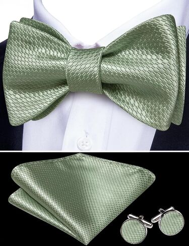 YOHOWA Mens Bow Tie Set with Lapel Pin Brooch Pink Silk Self Tie Bowtie Handkerchief Cufflinks Formal Wedding Party Prom in Kuwait