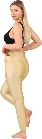 Loxdonz Women's Shiny Leggings High Waist Neon Leggings Disco Pants Yoga Sports Legging Tights in Saudi Arabia