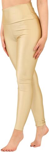 Loxdonz Women's Shiny Leggings High Waist Neon Leggings Disco Pants Yoga Sports Legging Tights in Saudi Arabia
