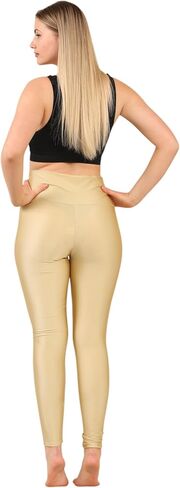 Loxdonz Women's Shiny Leggings High Waist Neon Leggings Disco Pants Yoga Sports Legging Tights in Saudi Arabia