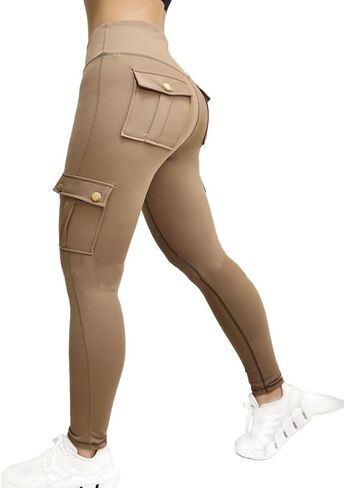 CHICME Women High Waist Cargo Leggings Seamless Workout Leggings Tummy Control Yoga Pants with Pocket in Saudi Arabia