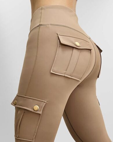CHICME Women High Waist Cargo Leggings Seamless Workout Leggings Tummy Control Yoga Pants with Pocket in Saudi Arabia