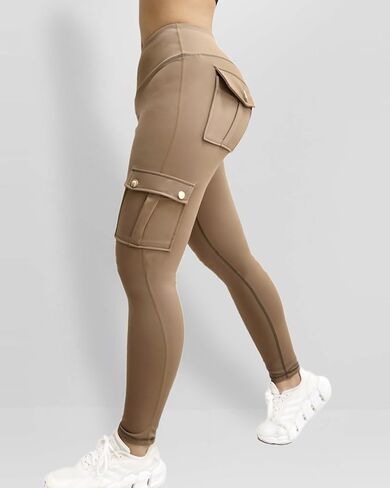 CHICME Women High Waist Cargo Leggings Seamless Workout Leggings Tummy Control Yoga Pants with Pocket in Saudi Arabia