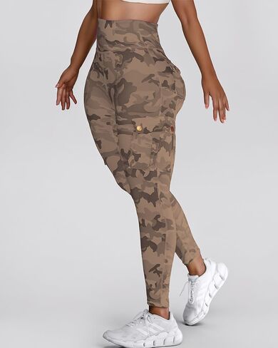 Chicme Women High Weist Cargo Stemgings سلس طماق تجريب طماق البطن السيطرة على السراويل اليوغا مع جيب in Kuwait