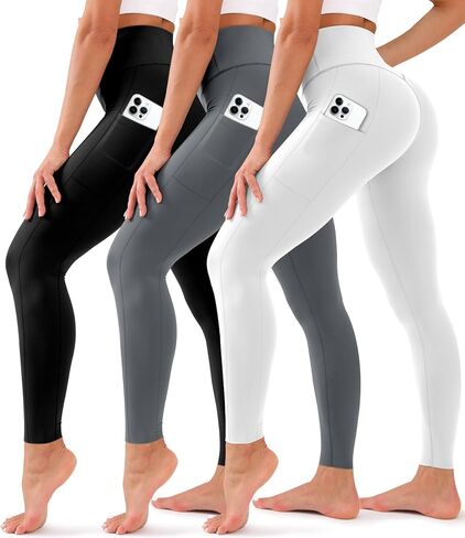 BLUEENJOY 3 Pack Leggings with Pockets for Women,High Waisted Tummy Control Workout Yoga Pants in Saudi Arabia