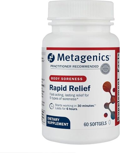 Metagenics Reapid Relief - المكملات العشبية لعدم الراحة العرضية في الظهر والمفاصل والعضلات* - يشمل استخراج الكركم والبوسويليا - 60 ناعمة in Kuwait