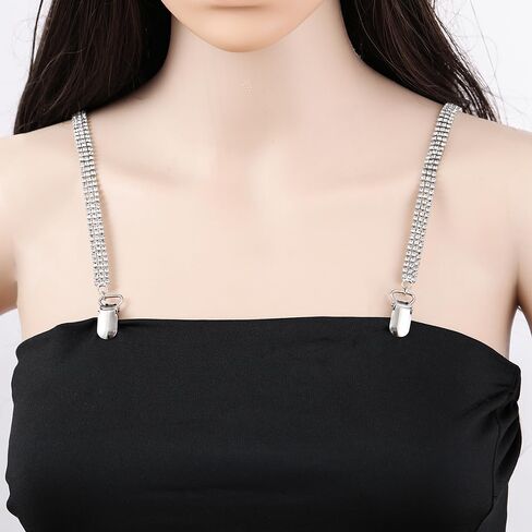 Triple drain diamond clip buckle bra straps, metal rhinestone underwear straps, fashion dress chain in Saudi Arabia