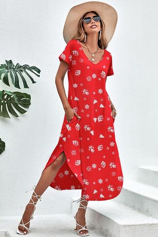 Ekouaer Lightgowns for Women v Neck Nightshirts Short Soft Sleepwear Seide Side Side Splish in Kuwait