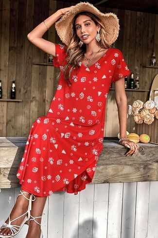 Ekouaer Lightgowns for Women v Neck Nightshirts Short Soft Sleepwear Seide Side Side Splish in Kuwait