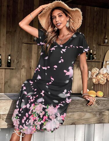 Ekouaer Lightgowns for Women v Neck Nightshirts Short Soft Sleepwear Seide Side Side Splish in Kuwait