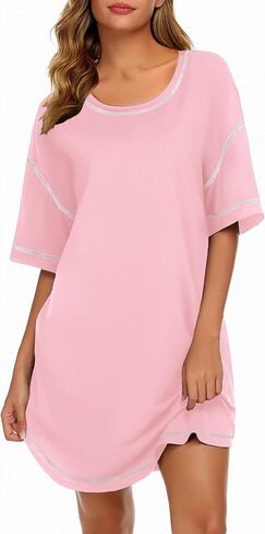 Ekouaer Nightgowns for Women Soft Sleep Shirt Short Sleeve Night Shirt Oversized Sleepwear Comfy Sleep Dress in Kuwait
