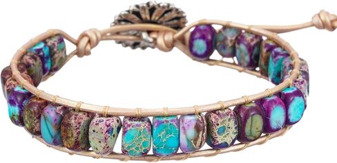 Plumiss Women Boho Handmade Natural Stone Crystal Leather Bead Wrap Bracelets Collection in Saudi Arabia