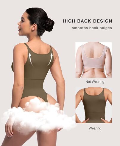 Lover-Beauty Shapewear Bodysuit for Women Tummy Control Seamless Sculpting Snatched Waist Thong Bodysuit with Removable Pads in Kuwait