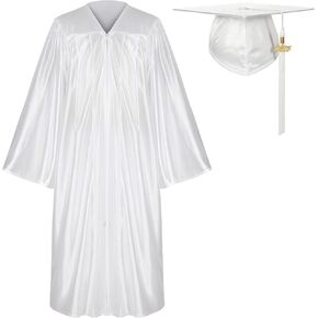 Unisex Shiny Graduation Gown and Cap Set with Tassel for Middle High School Bachelor