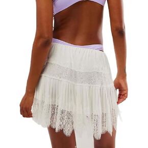 Women's Lace Mini Skirts Stretch Elastic Waist Half Slip Lace Underskirt Under Dress Coverup Clubwear