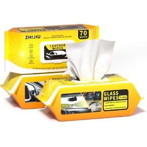 Car Wipes Extra Large 8" x 8" Car Interior Cleaning Wipes Leather Wipes For Car Car Glass Wipes Cleaning Wipes Interior Cleaning For Cars Trucks Jeeps And More 70 Count Each (3 Packs)