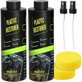 Car Trim Restorer, Plastic Restorer For Cars Interior,Plastic Restorer & Hydrophobic Trim Coating, Prevents Cracking And Makes Dull Fading,Last Over 200 Washes,Restore Luster 100ml (2Pack)