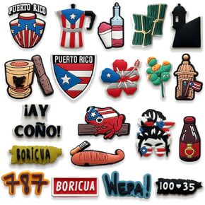 10 15 20Pcs Puerto Rico Australia Canada Shoe Charms Decorations for Croc Clogs Sandals